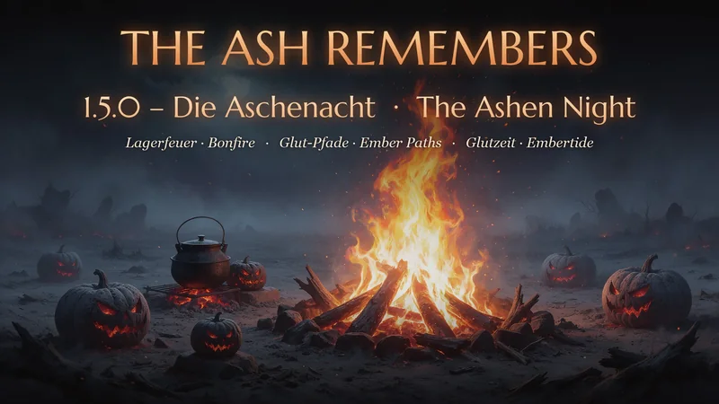 Patch 1.5.0 — The Ashen Night: a bonfire among glowing ash pumpkins